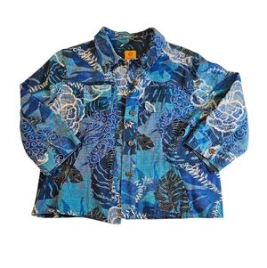 Western Whimsy Denim Jacket, Ocean Blue, Size 10/12 , 100% Cotton
